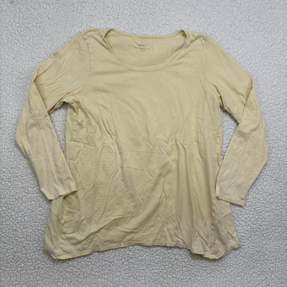 J Jill Pure Jill Dipped Hem A Line Top Womens Size M Butter Yellow Shirt Tee